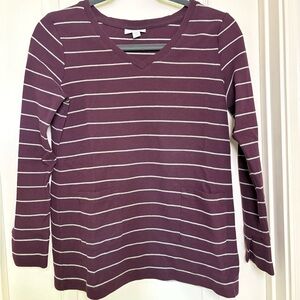 J. Jill Purple Striped Long Sleeve Top